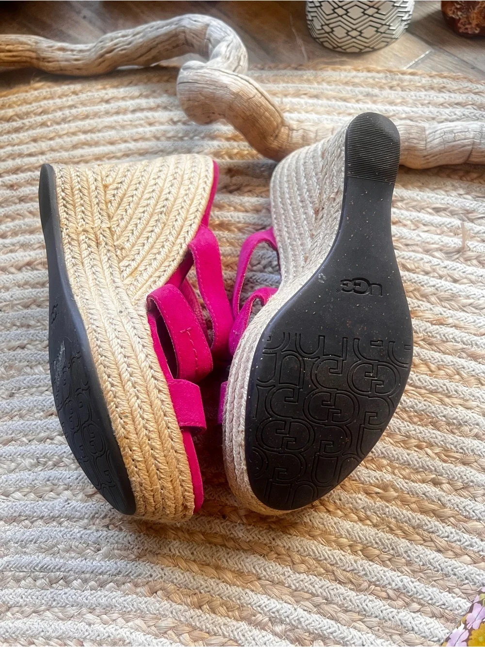 UGG Rare Pink Espadrille Wedge Sandals